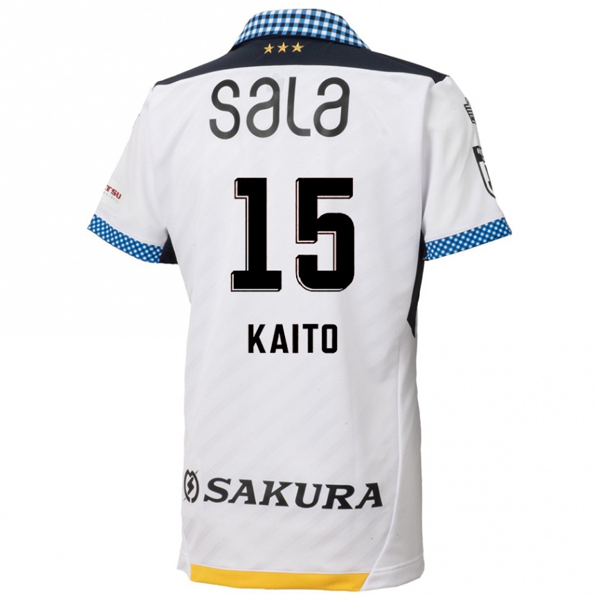 Kids Football Kaito Suzuki #15 White Black Away Jersey 2024/25 T-Shirt