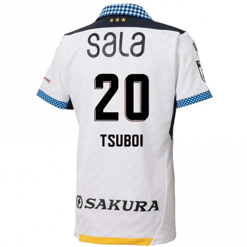 Kids Football Yuya Tsuboi #20 White Black Away Jersey 2024/25 T-Shirt