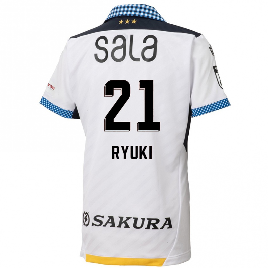 Kids Football Ryuki Miura #21 White Black Away Jersey 2024/25 T-Shirt