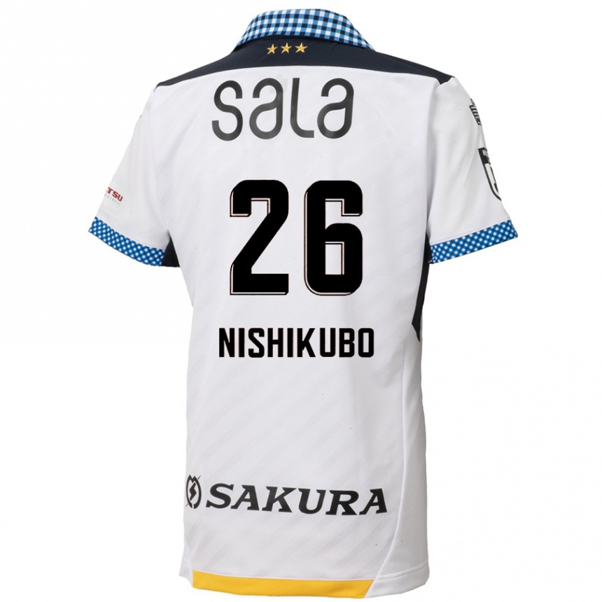 Kids Football Shunsuke Nishikubo #26 White Black Away Jersey 2024/25 T-Shirt