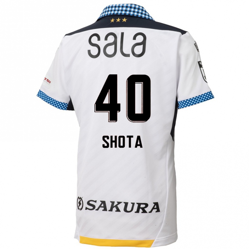 Kids Football Shota Kaneko #40 White Black Away Jersey 2024/25 T-Shirt