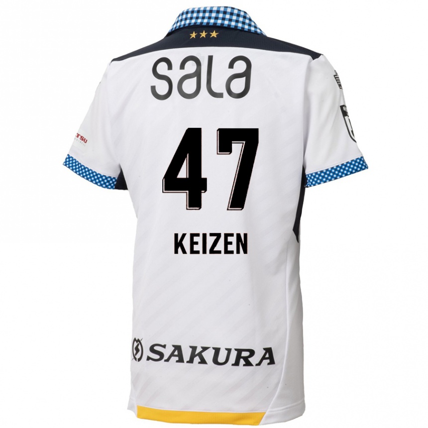 Kids Football Keizen Iida #47 White Black Away Jersey 2024/25 T-Shirt