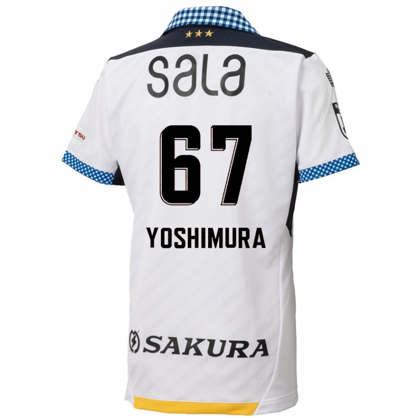 Kids Football Ryusei Yoshimura #67 White Black Away Jersey 2024/25 T-Shirt