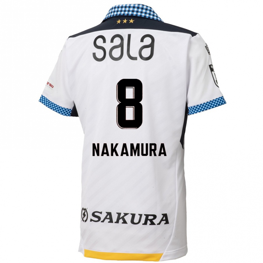 Kids Football Shunta Nakamura #8 White Black Away Jersey 2024/25 T-Shirt