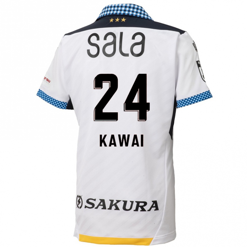 Kids Football Yuki Kawai #24 White Black Away Jersey 2024/25 T-Shirt