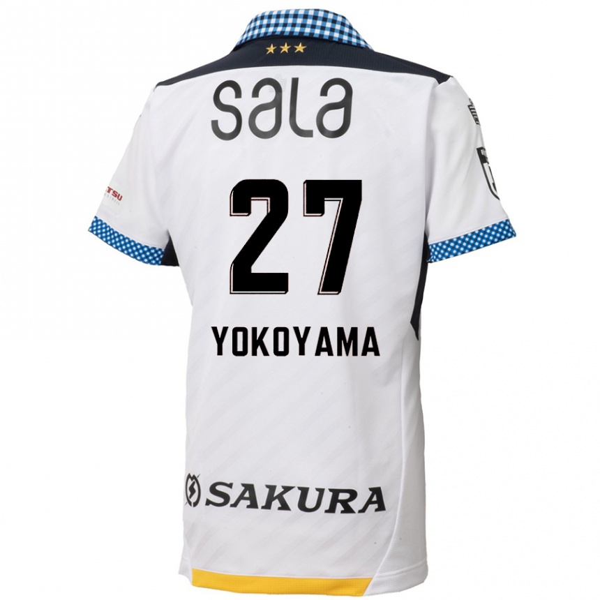 Kids Football Kota Yokoyama #27 White Black Away Jersey 2024/25 T-Shirt