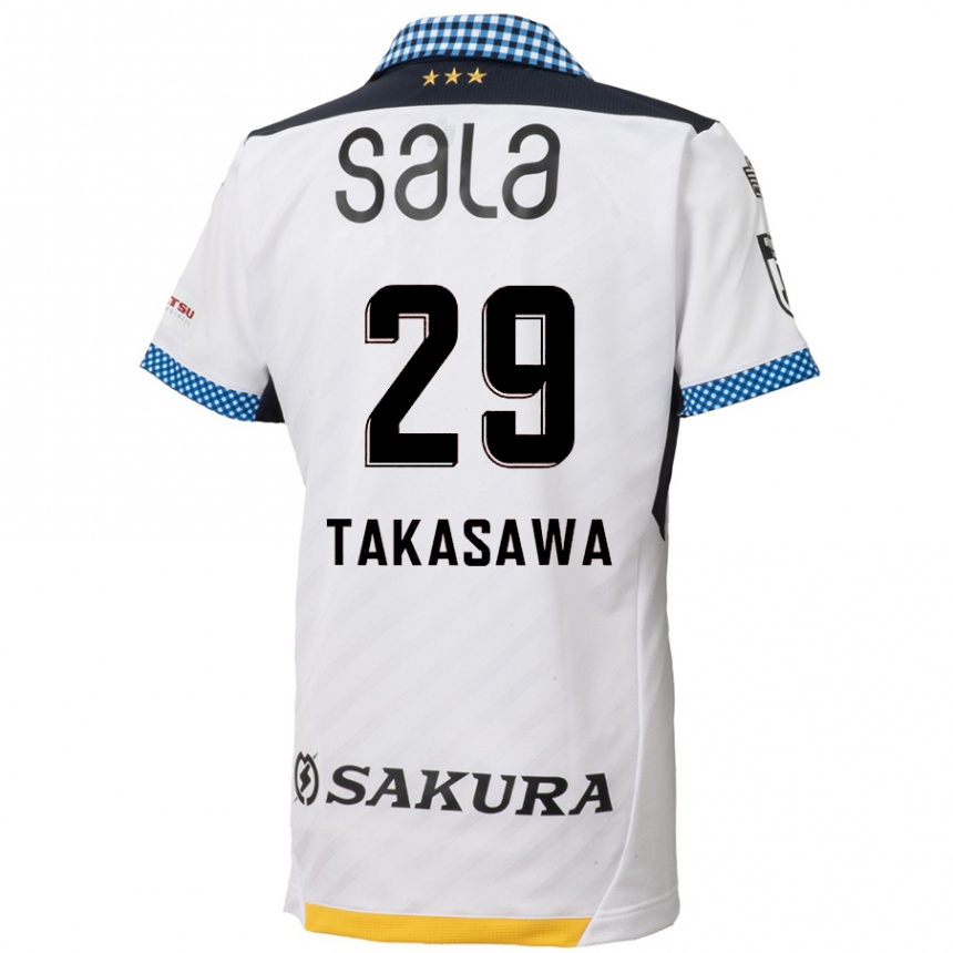 Kids Football Kaito Takasawa #29 White Black Away Jersey 2024/25 T-Shirt