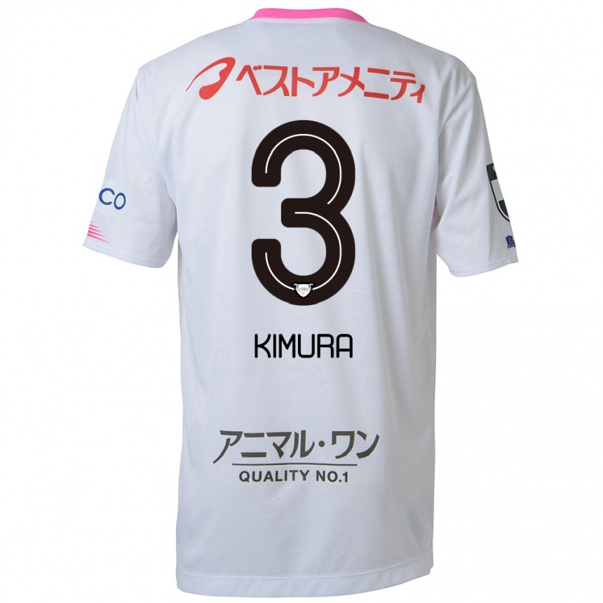 Kids Football Seiji Kimura #3 White Blue Pink Away Jersey 2024/25 T-Shirt