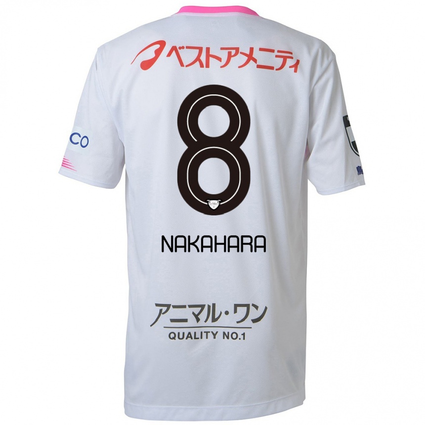 Kids Football Hikaru Nakahara #8 White Blue Pink Away Jersey 2024/25 T-Shirt