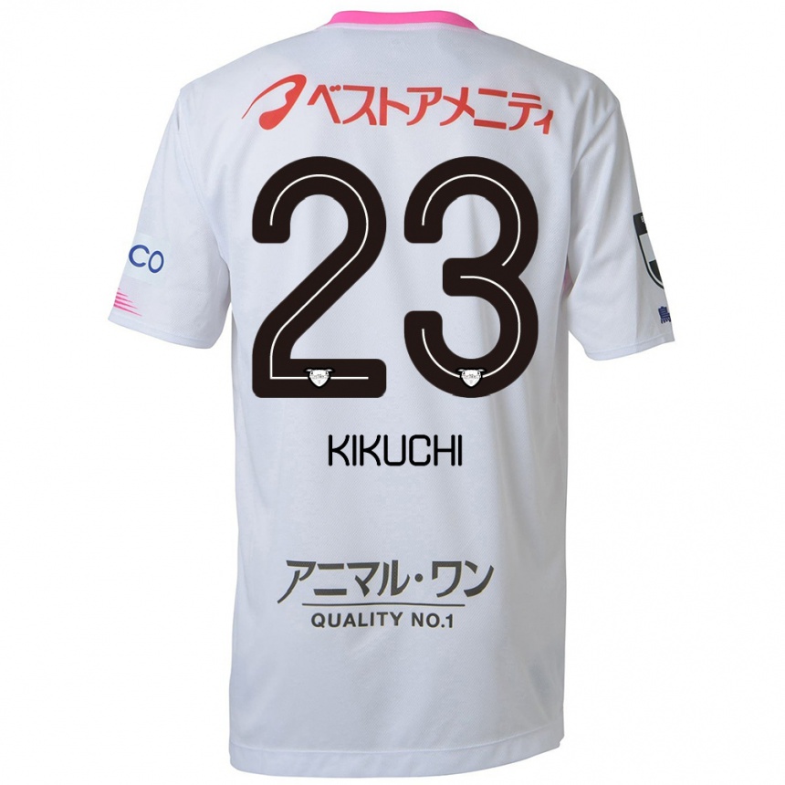 Kids Football Taichi Kikuchi #23 White Blue Pink Away Jersey 2024/25 T-Shirt