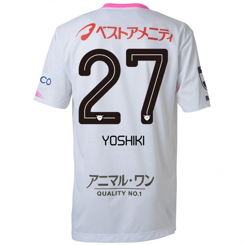 Kids Football Yoshiki Narahara #27 White Blue Pink Away Jersey 2024/25 T-Shirt