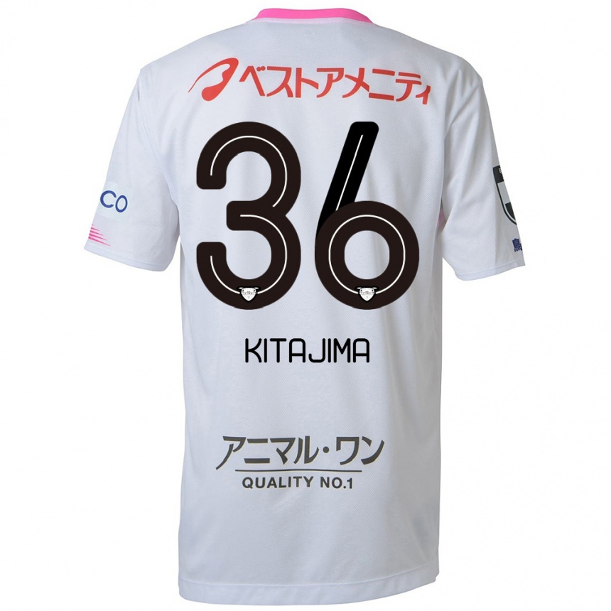 Kids Football Fumiya Kitajima #36 White Blue Pink Away Jersey 2024/25 T-Shirt