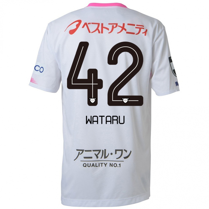 Kids Football Wataru Harada #42 White Blue Pink Away Jersey 2024/25 T-Shirt