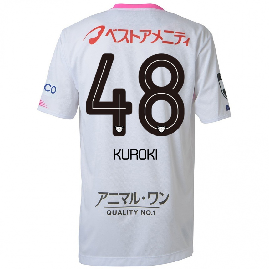 Kids Football Yuya Kuroki #48 White Blue Pink Away Jersey 2024/25 T-Shirt