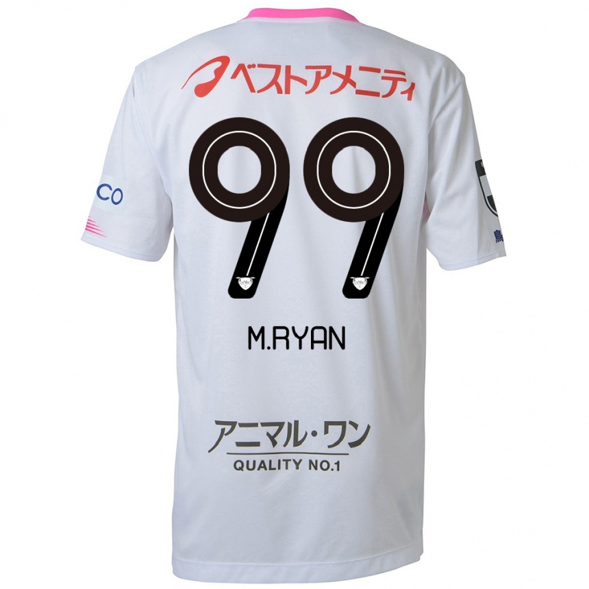 Kids Football Marcelo Ryan #99 White Blue Pink Away Jersey 2024/25 T-Shirt