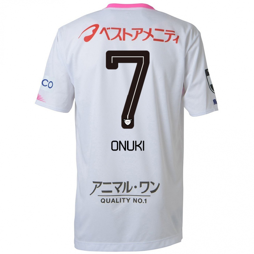 Kids Football Tentaro Onuki #7 White Blue Pink Away Jersey 2024/25 T-Shirt