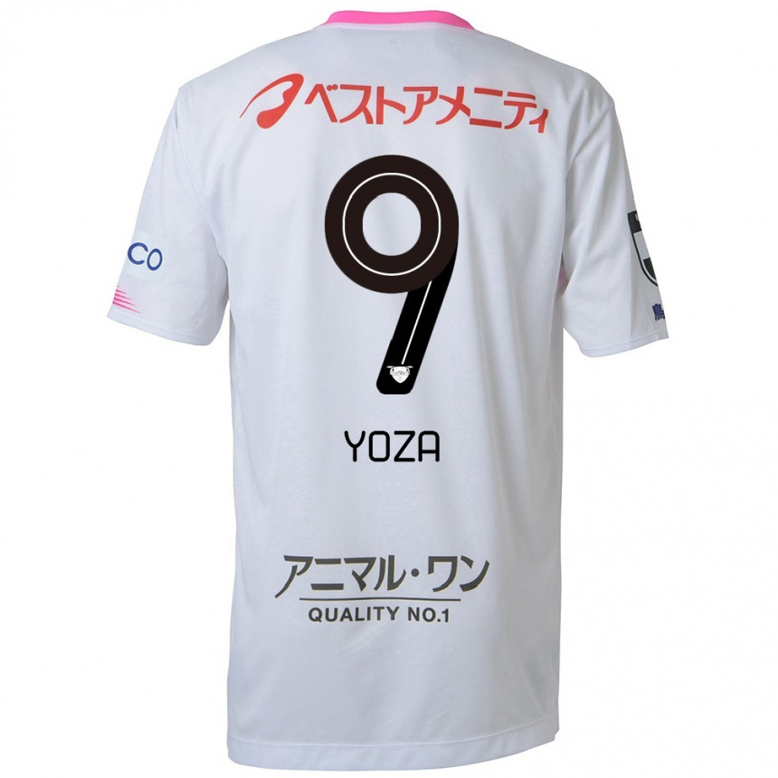 Kids Football Tomomichi Yoza #9 White Blue Pink Away Jersey 2024/25 T-Shirt