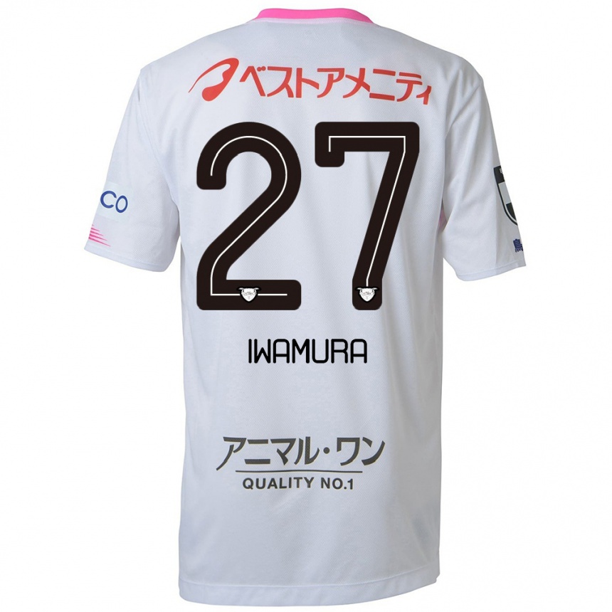 Kids Football Junnosuke Iwamura #27 White Blue Pink Away Jersey 2024/25 T-Shirt