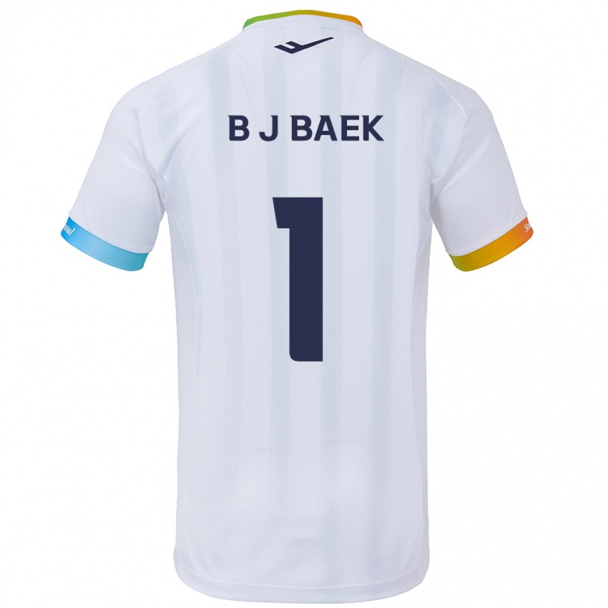 Kids Football Jong-Beom Baek #1 White Blue Away Jersey 2024/25 T-Shirt