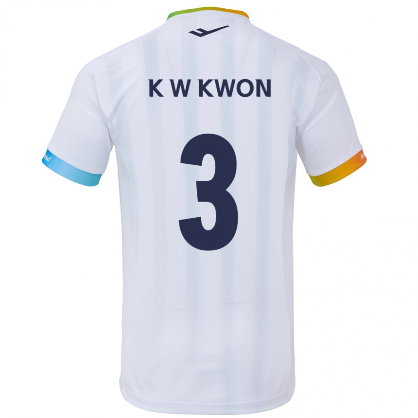 Kids Football Wan-Kyu Kwon #3 White Blue Away Jersey 2024/25 T-Shirt