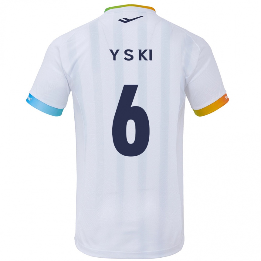 Kids Football Sung-Yueng Ki #6 White Blue Away Jersey 2024/25 T-Shirt