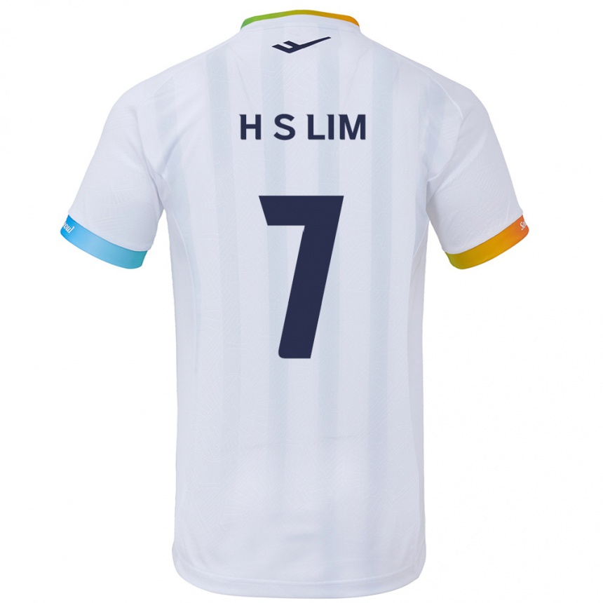 Kids Football Sang-Hyub Lim #7 White Blue Away Jersey 2024/25 T-Shirt