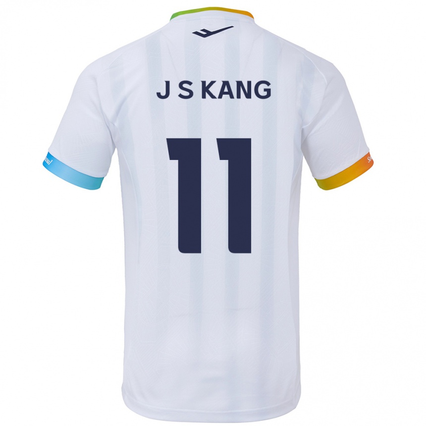 Kids Football Seong-Jin Kang #11 White Blue Away Jersey 2024/25 T-Shirt