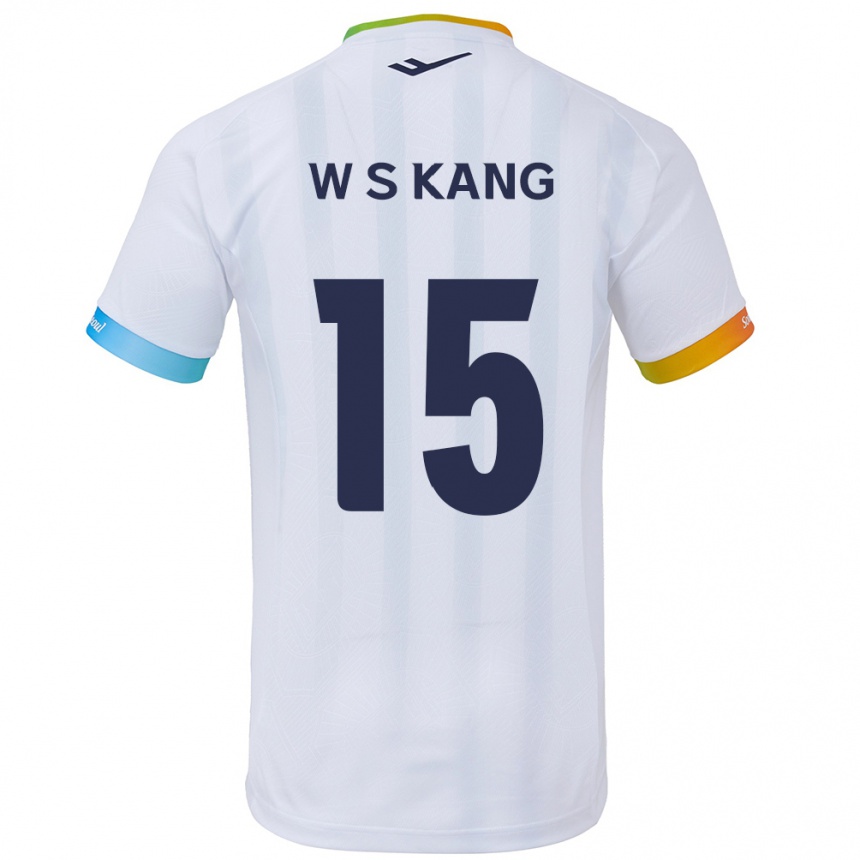 Kids Football Sang-Woo Kang #15 White Blue Away Jersey 2024/25 T-Shirt