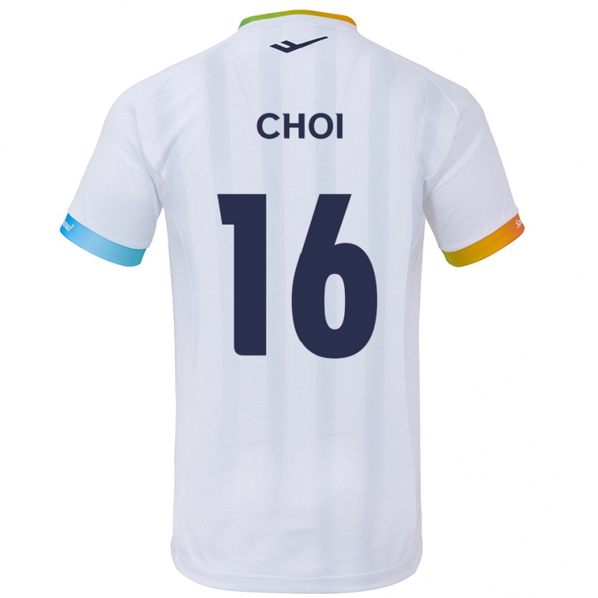 Kids Football Jun Choi #16 White Blue Away Jersey 2024/25 T-Shirt