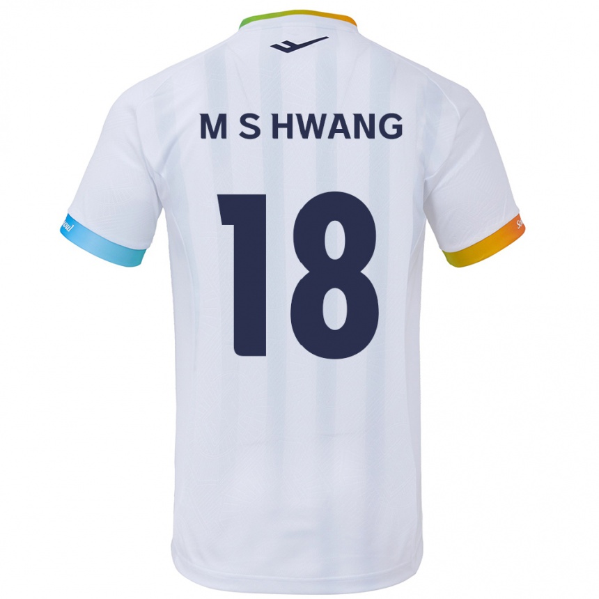 Kids Football Seong-Min Hwang #18 White Blue Away Jersey 2024/25 T-Shirt