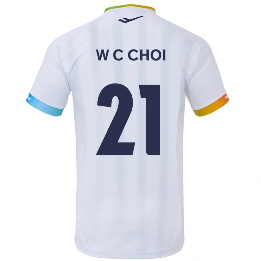 Kids Football Cheol-Won Choi #21 White Blue Away Jersey 2024/25 T-Shirt