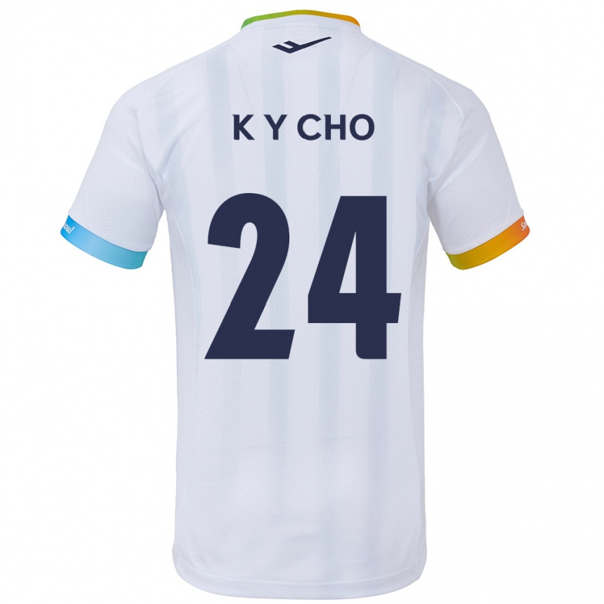 Kids Football Young-Kwang Cho #24 White Blue Away Jersey 2024/25 T-Shirt