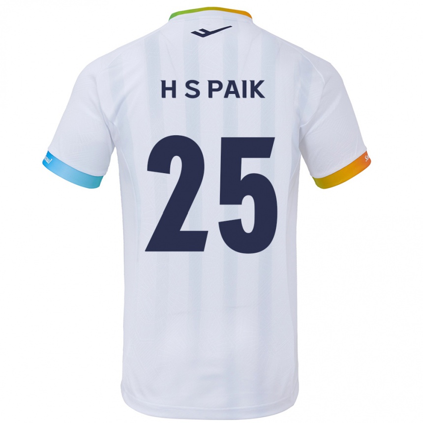 Kids Football Sang-Hoon Paik #25 White Blue Away Jersey 2024/25 T-Shirt