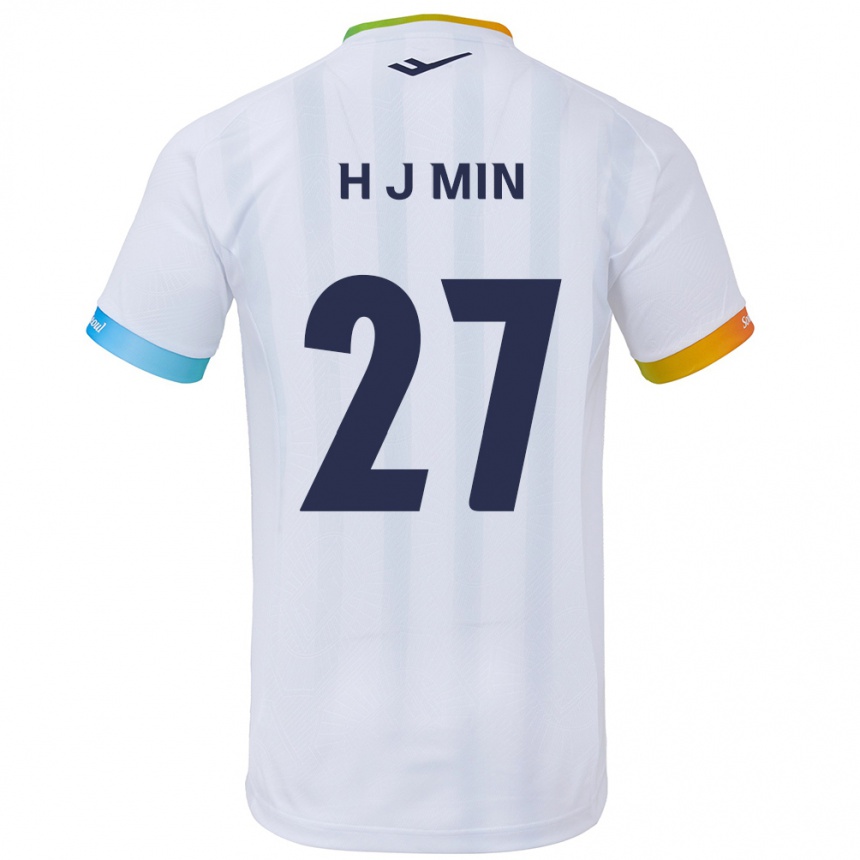 Kids Football Ji-Hoon Min #27 White Blue Away Jersey 2024/25 T-Shirt