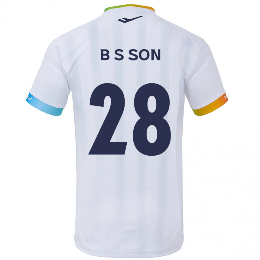 Kids Football Seung-Beom Son #28 White Blue Away Jersey 2024/25 T-Shirt