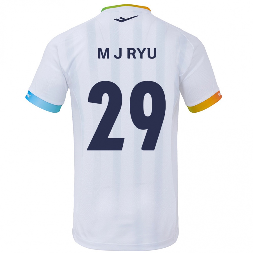 Kids Football Jae-Moon Ryu #29 White Blue Away Jersey 2024/25 T-Shirt