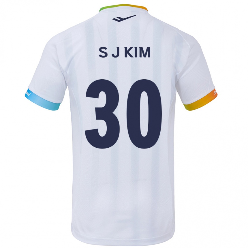 Kids Football Ju-Sung Kim #30 White Blue Away Jersey 2024/25 T-Shirt