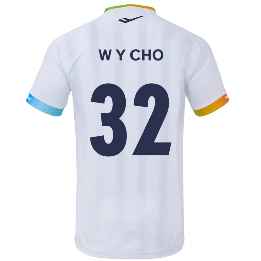 Kids Football Young-Wook Cho #32 White Blue Away Jersey 2024/25 T-Shirt