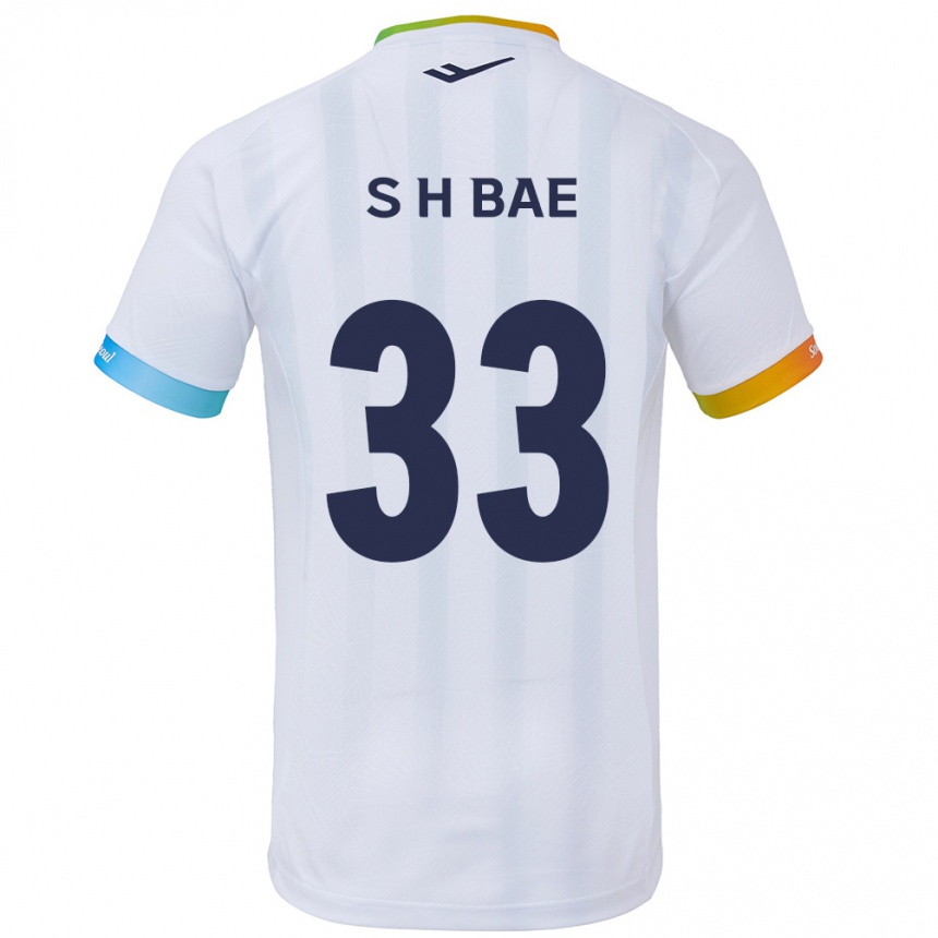 Kids Football Hyun-Seo Bae #33 White Blue Away Jersey 2024/25 T-Shirt