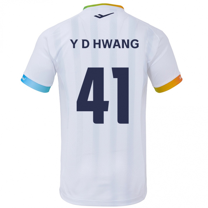 Kids Football Do-Yoon Hwang #41 White Blue Away Jersey 2024/25 T-Shirt