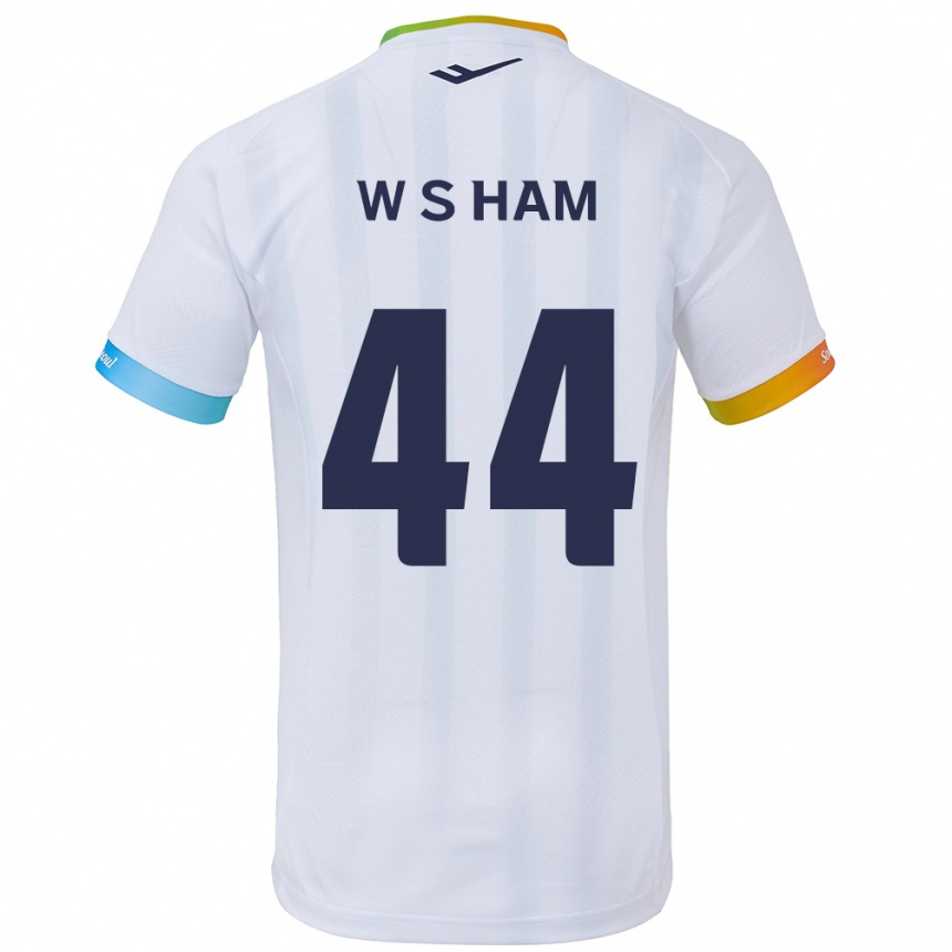 Kids Football Sun-Woo Ham #44 White Blue Away Jersey 2024/25 T-Shirt