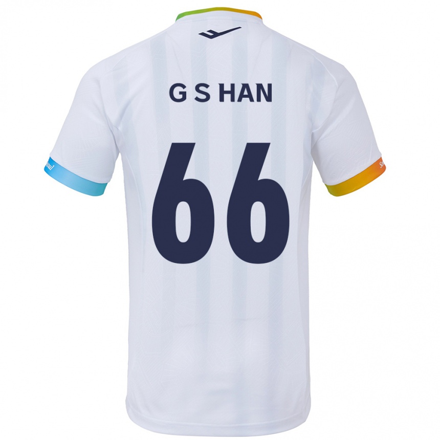 Kids Football Seung-Gyu Han #66 White Blue Away Jersey 2024/25 T-Shirt