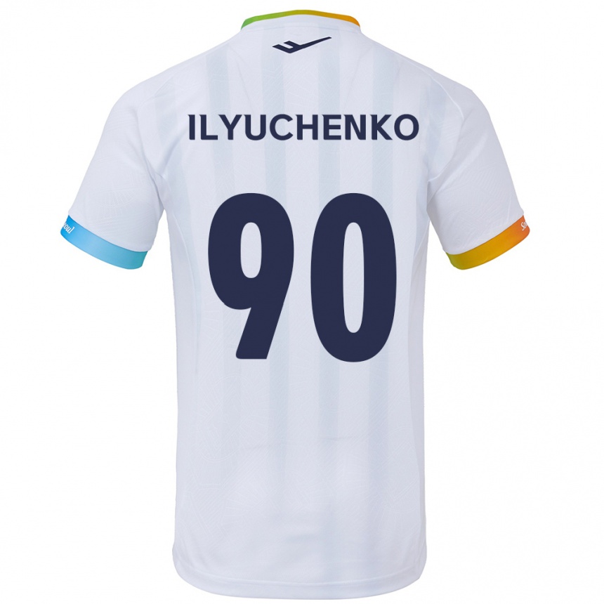 Kids Football Stanislav Ilyuchenko #90 White Blue Away Jersey 2024/25 T-Shirt