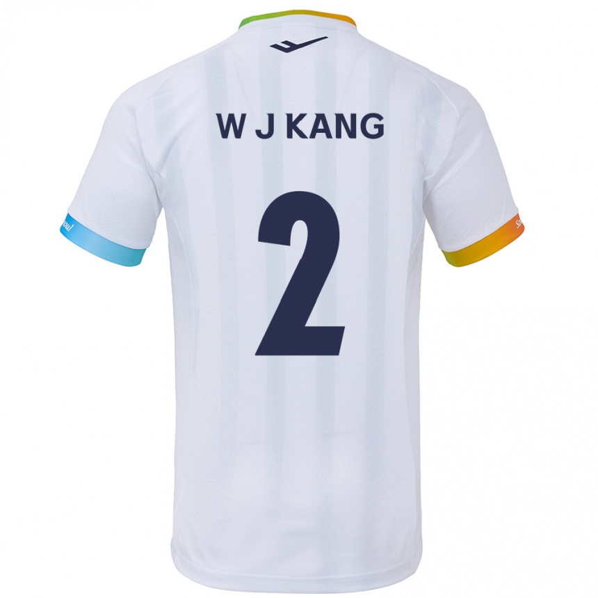 Kids Football Jae-Won Kang #2 White Blue Away Jersey 2024/25 T-Shirt