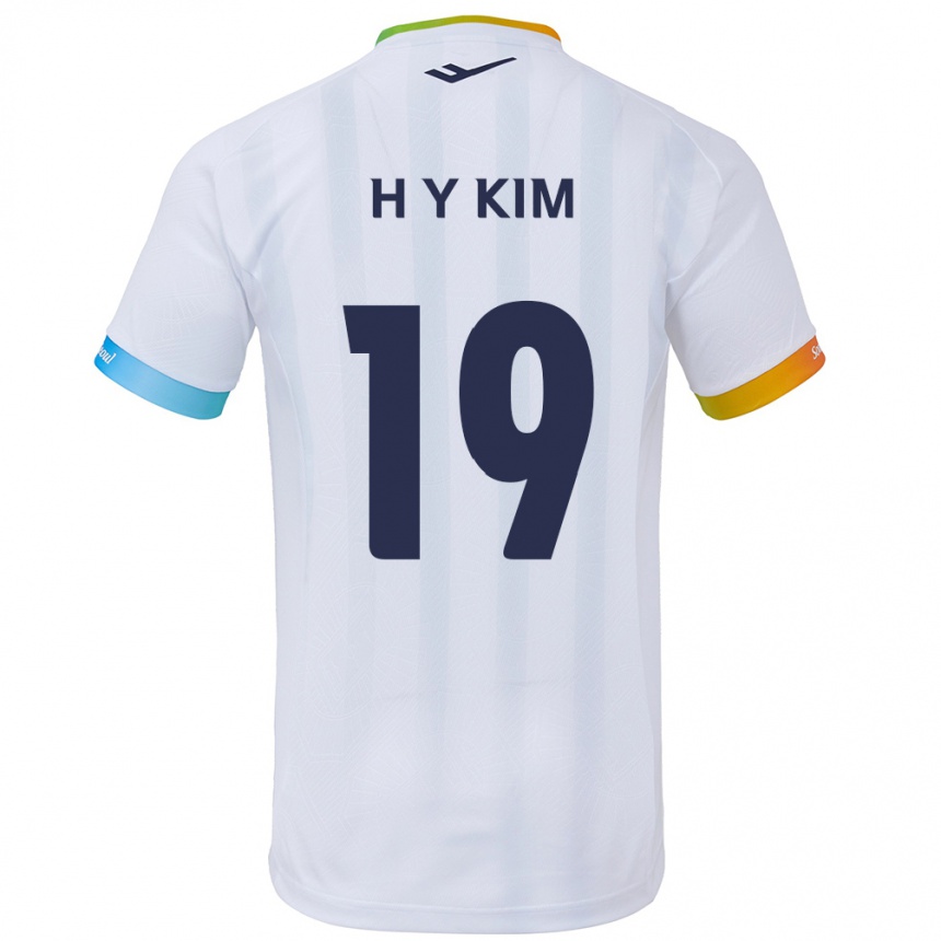 Kids Football Yong-Hyuk Kim #19 White Blue Away Jersey 2024/25 T-Shirt