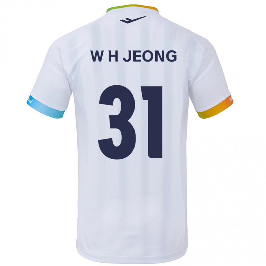 Kids Football Hyun-Woong Jeong #31 White Blue Away Jersey 2024/25 T-Shirt