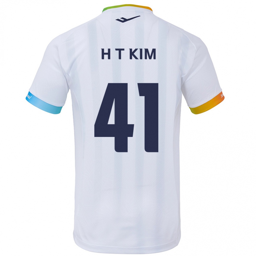 Kids Football Tae-Ho Kim #41 White Blue Away Jersey 2024/25 T-Shirt