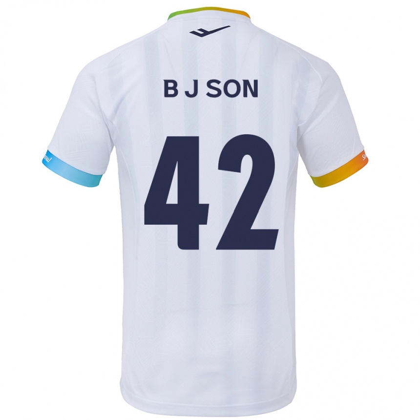 Kids Football Jeong-Beom Son #42 White Blue Away Jersey 2024/25 T-Shirt