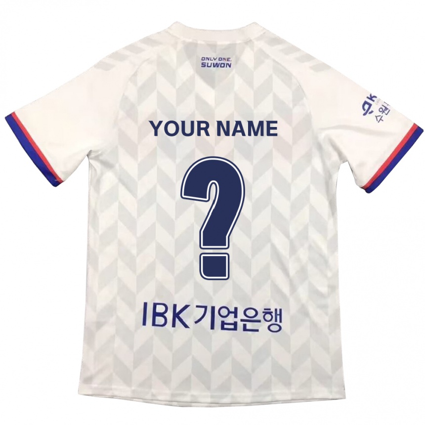 Kids Football Your Name #0 White Blue Away Jersey 2024/25 T-Shirt