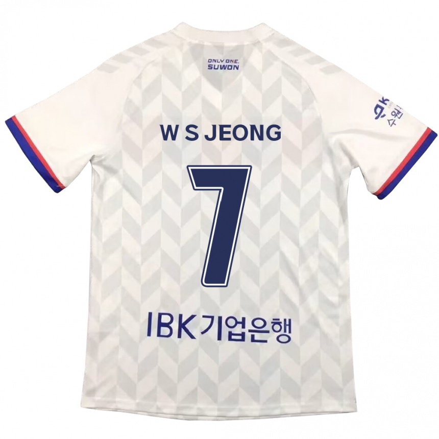 Kids Football Seung-Won Jeong #7 White Blue Away Jersey 2024/25 T-Shirt